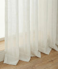 Linen Look Cotton Sheer Curtains, Natural Texture, Custom Window Drapery, Pleated Panel
