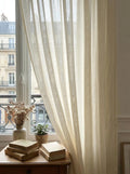 Linen Look Cotton Sheer Curtains, Natural Light Filtering Window Panels, Custom Drapery