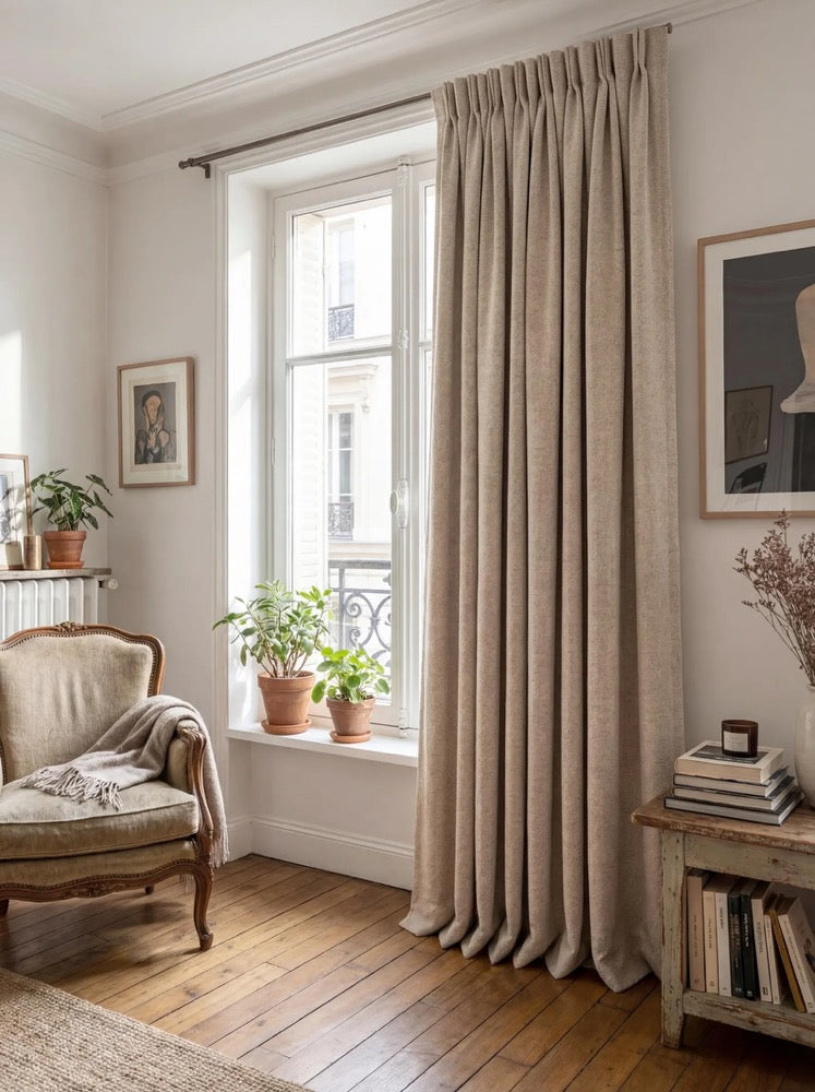Custom Blackout Curtains, French Pleated, Thermal Farmhouse Drapery, Boho Style
